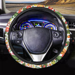 Vegan Fruits And Vegetables Print Car Steering Wheel Cover
