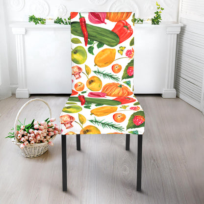 Vegan Fruits And Vegetables Print Dining Chair Slipcover