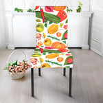 Vegan Fruits And Vegetables Print Dining Chair Slipcover