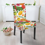 Vegan Fruits And Vegetables Print Dining Chair Slipcover