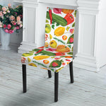 Vegan Fruits And Vegetables Print Dining Chair Slipcover