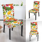 Vegan Fruits And Vegetables Print Dining Chair Slipcover