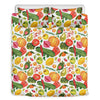 Vegan Fruits And Vegetables Print Duvet Cover Bedding Set