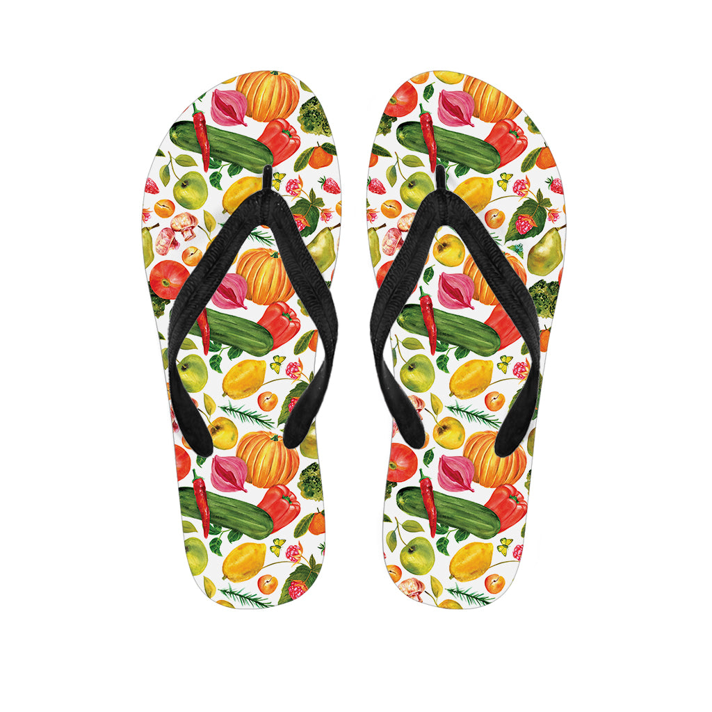 Vegan Fruits And Vegetables Print Flip Flops