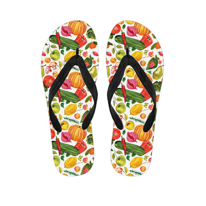 Vegan Fruits And Vegetables Print Flip Flops