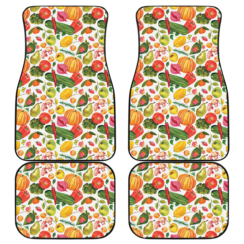 Vegan Fruits And Vegetables Print Front and Back Car Floor Mats