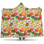 Vegan Fruits And Vegetables Print Hooded Blanket