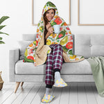 Vegan Fruits And Vegetables Print Hooded Blanket