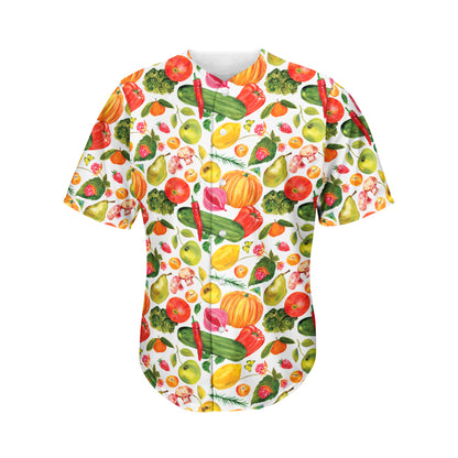 Vegan Fruits And Vegetables Print Men's Baseball Jersey