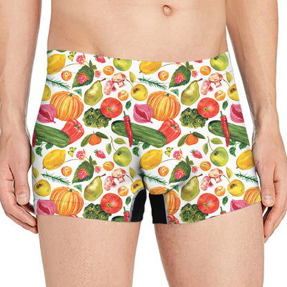 Vegan Fruits And Vegetables Print Men's Boxer Briefs