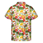 Vegan Fruits And Vegetables Print Men's Short Sleeve Shirt