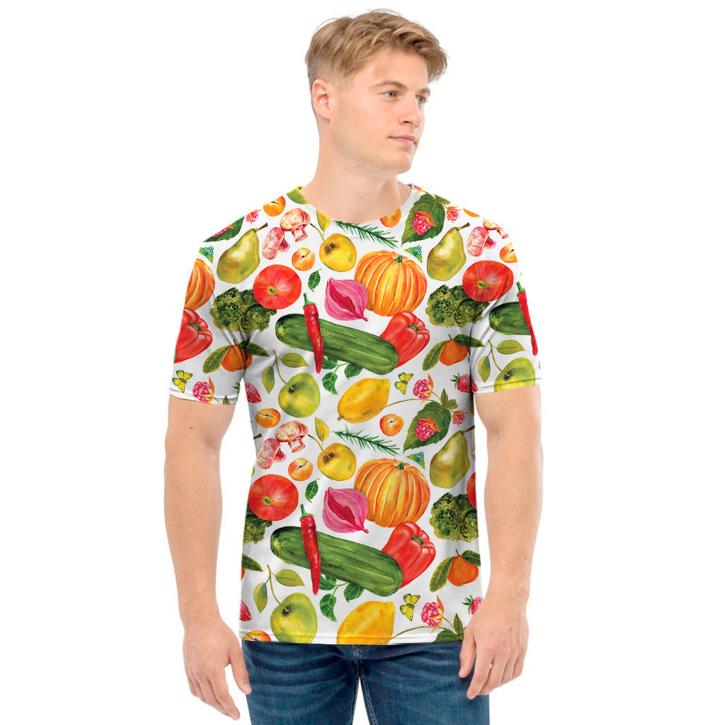 Vegan Fruits And Vegetables Print Men's T-Shirt