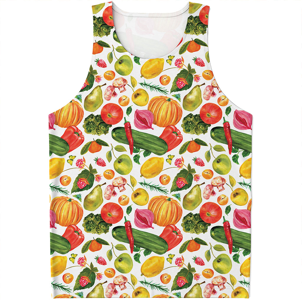 Vegan Fruits And Vegetables Print Men's Tank Top