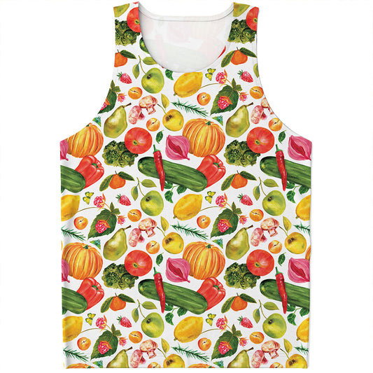Vegan Fruits And Vegetables Print Men's Tank Top