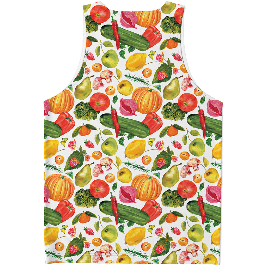 Vegan Fruits And Vegetables Print Men's Tank Top