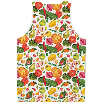 Vegan Fruits And Vegetables Print Men's Tank Top