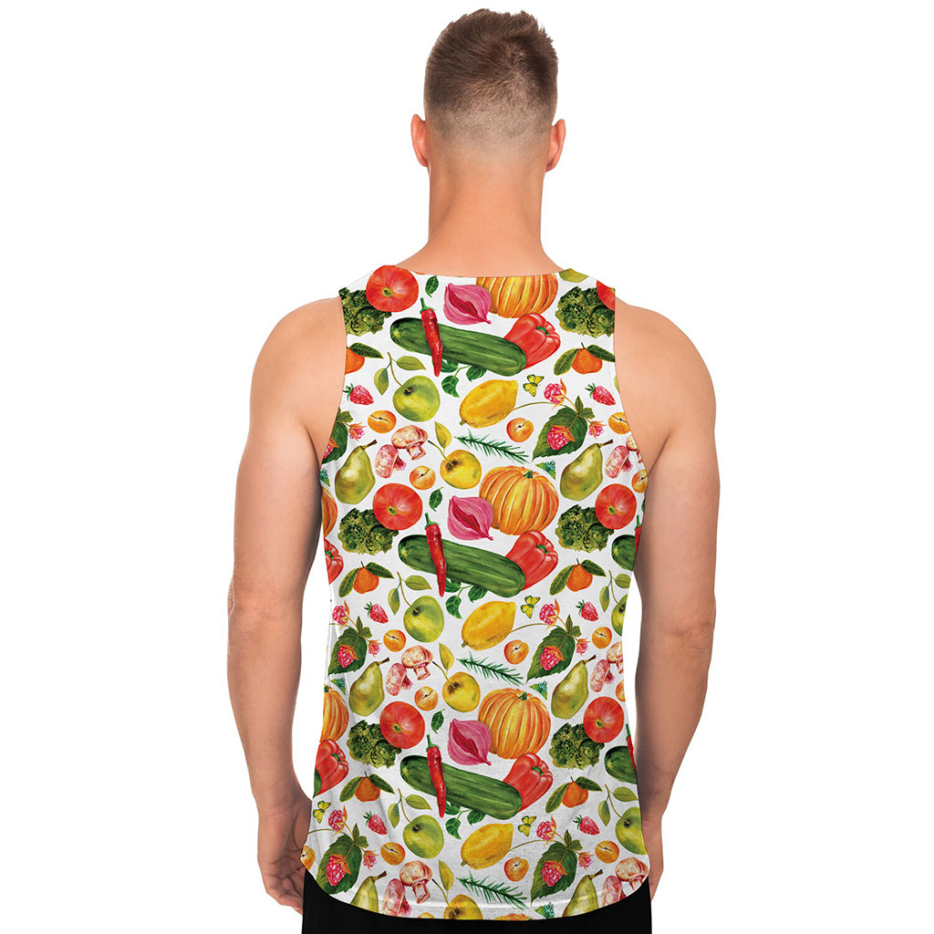Vegan Fruits And Vegetables Print Men's Tank Top