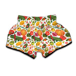 Vegan Fruits And Vegetables Print Muay Thai Boxing Shorts