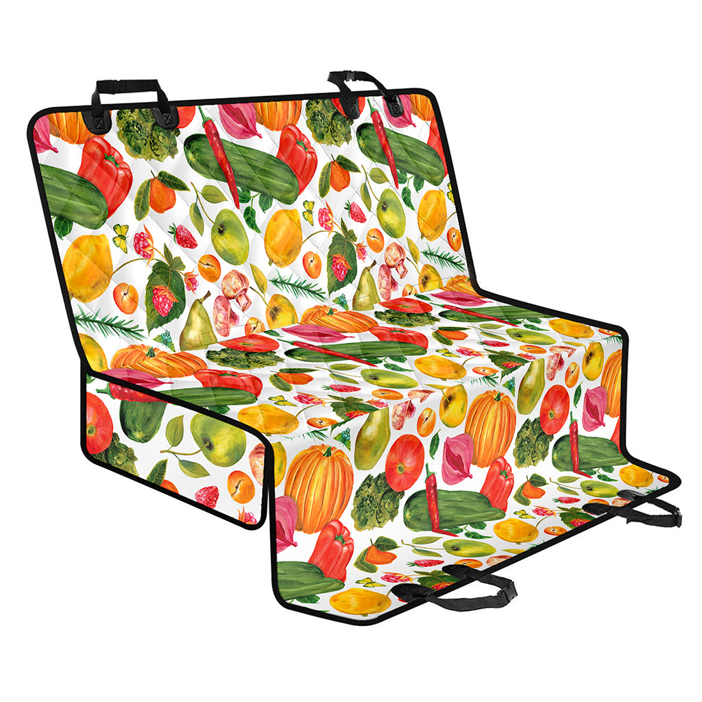 Vegan Fruits And Vegetables Print Pet Car Back Seat Cover