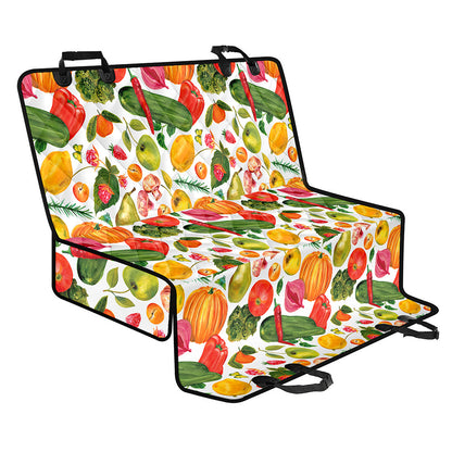 Vegan Fruits And Vegetables Print Pet Car Back Seat Cover