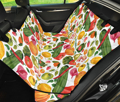 Vegan Fruits And Vegetables Print Pet Car Back Seat Cover