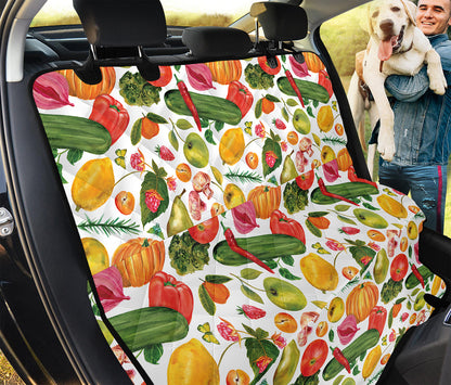 Vegan Fruits And Vegetables Print Pet Car Back Seat Cover
