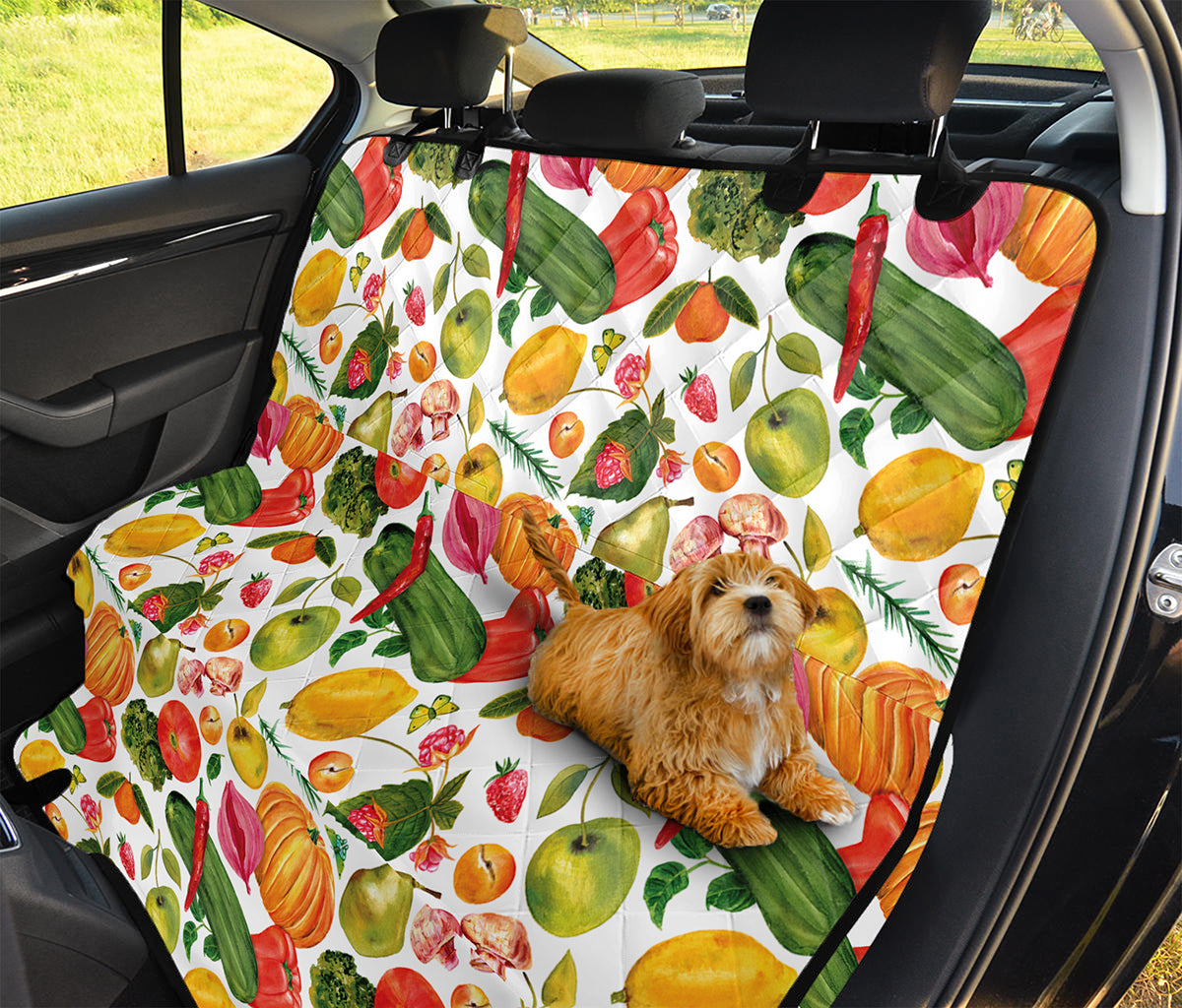Vegan Fruits And Vegetables Print Pet Car Back Seat Cover