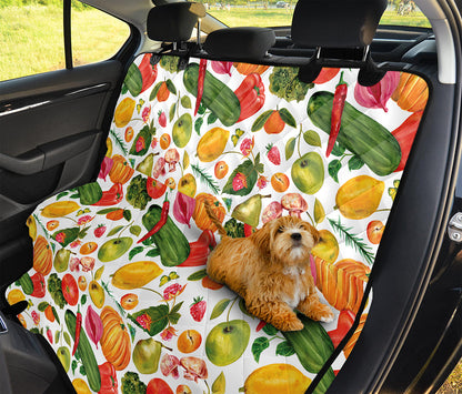 Vegan Fruits And Vegetables Print Pet Car Back Seat Cover
