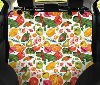Vegan Fruits And Vegetables Print Pet Car Back Seat Cover