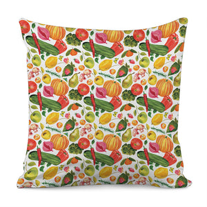 Vegan Fruits And Vegetables Print Pillow Cover