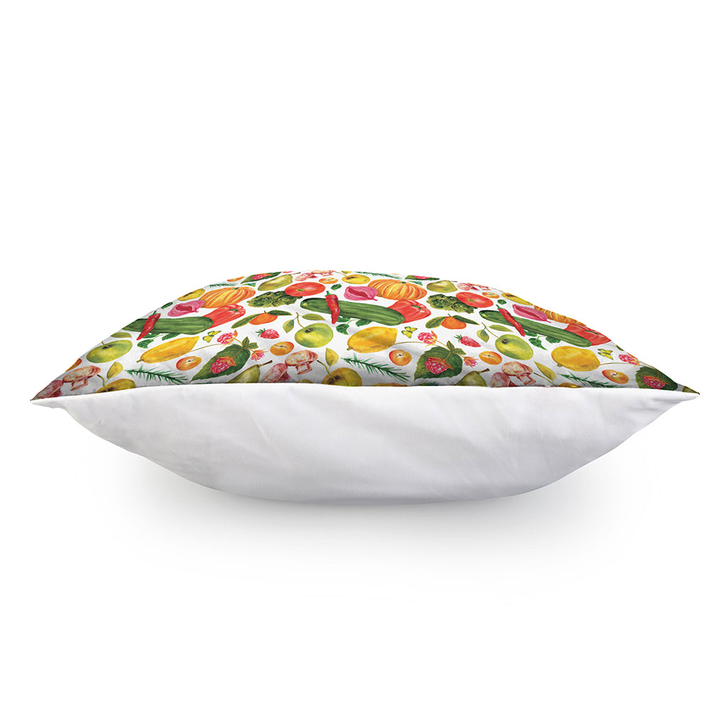 Vegan Fruits And Vegetables Print Pillow Cover