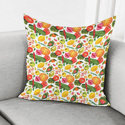 Vegan Fruits And Vegetables Print Pillow Cover