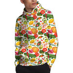 Vegan Fruits And Vegetables Print Pullover Hoodie