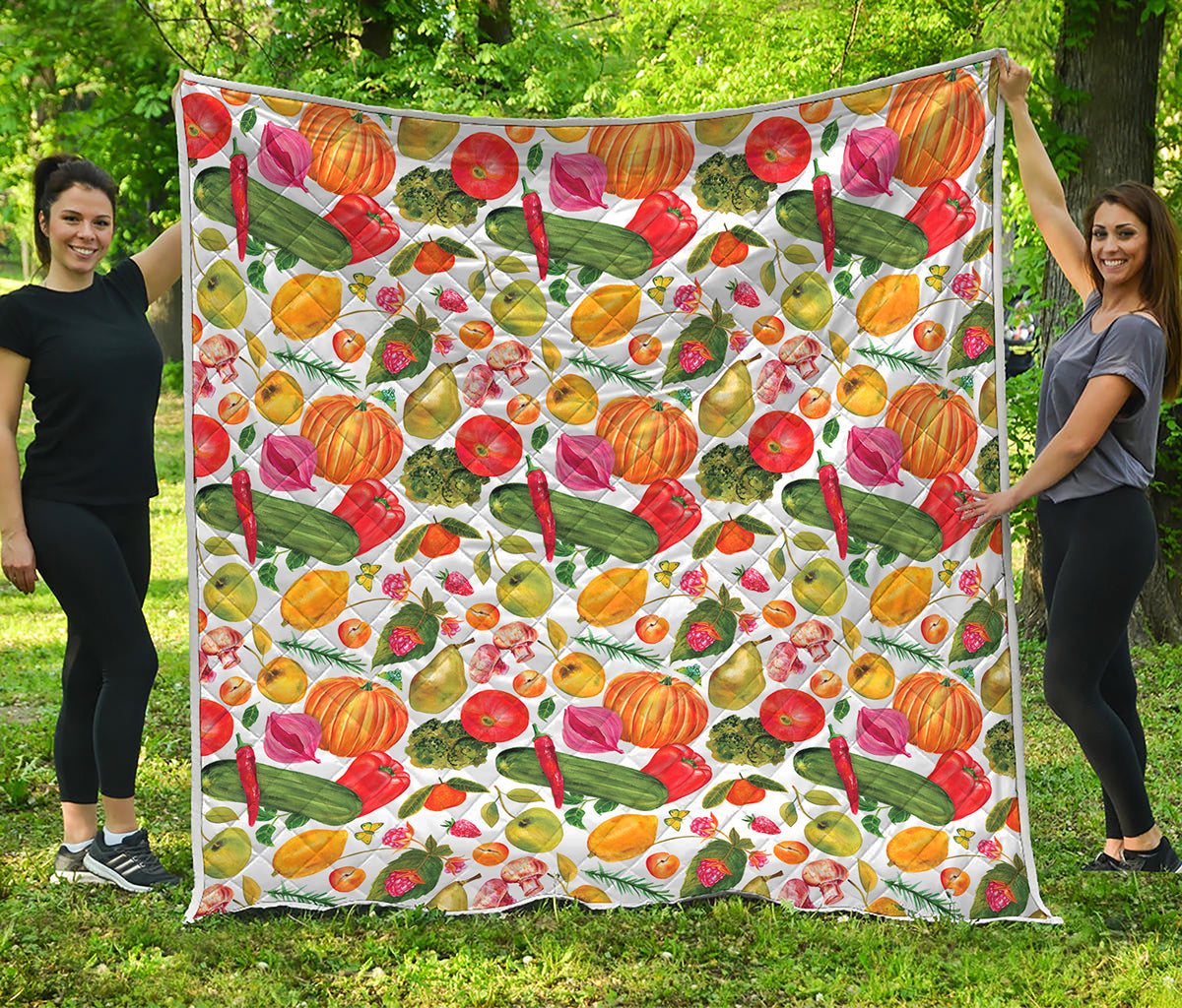 Vegan Fruits And Vegetables Print Quilt