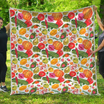 Vegan Fruits And Vegetables Print Quilt