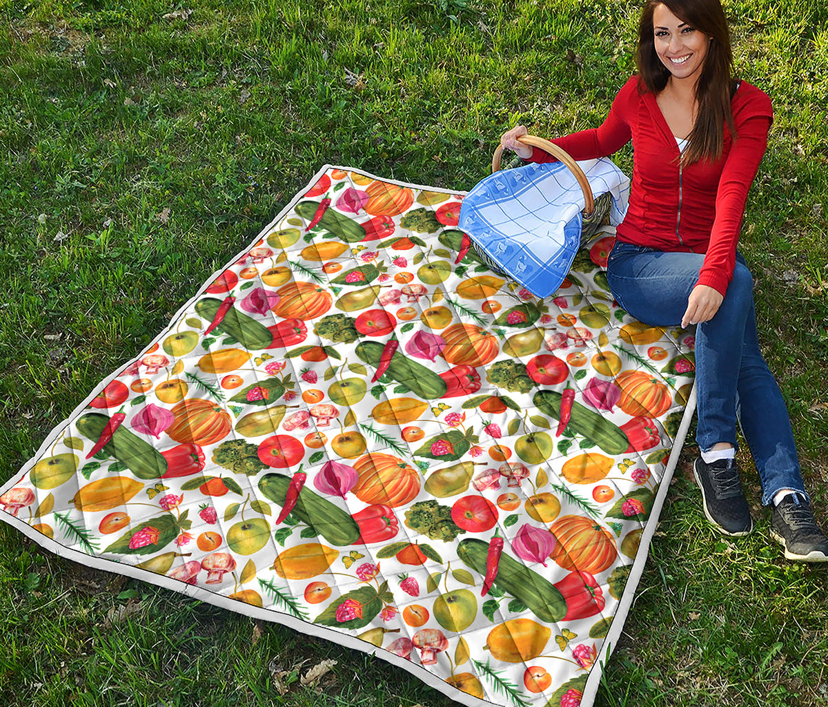 Vegan Fruits And Vegetables Print Quilt