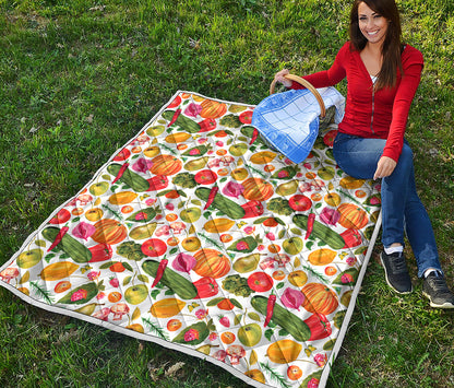 Vegan Fruits And Vegetables Print Quilt