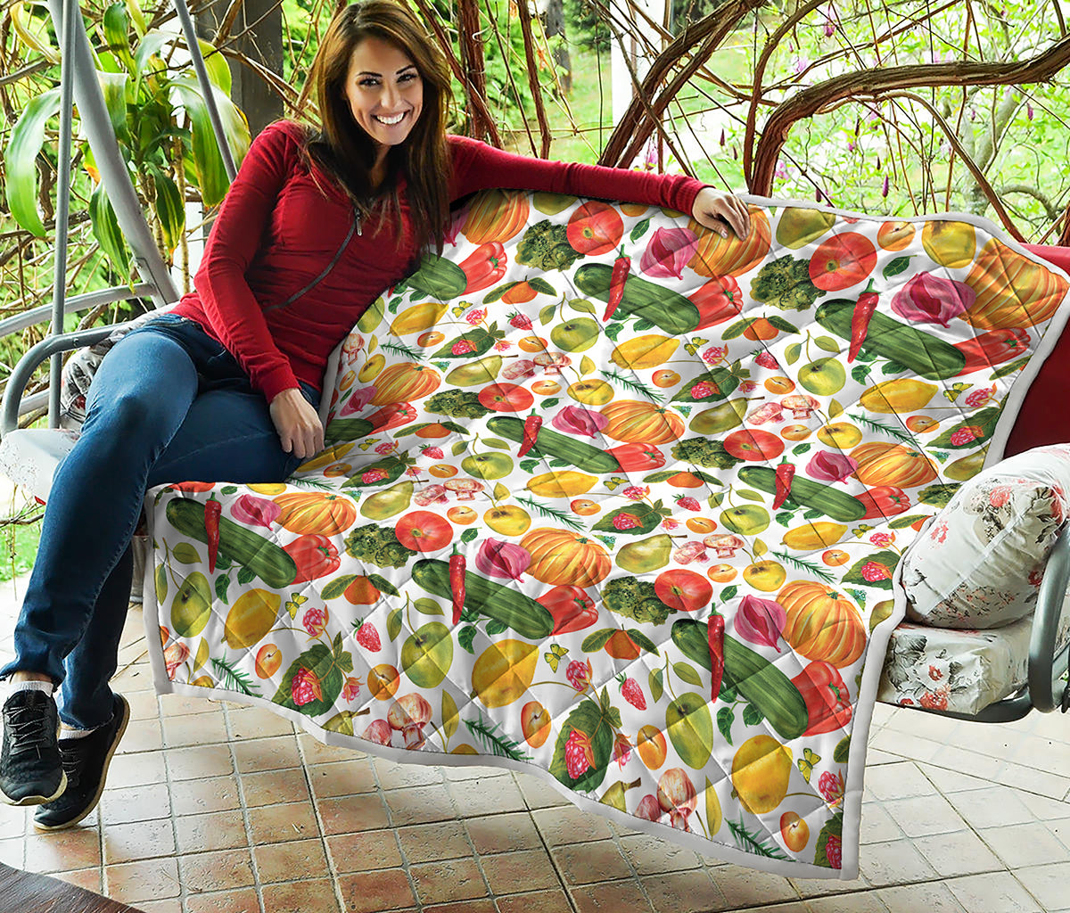 Vegan Fruits And Vegetables Print Quilt