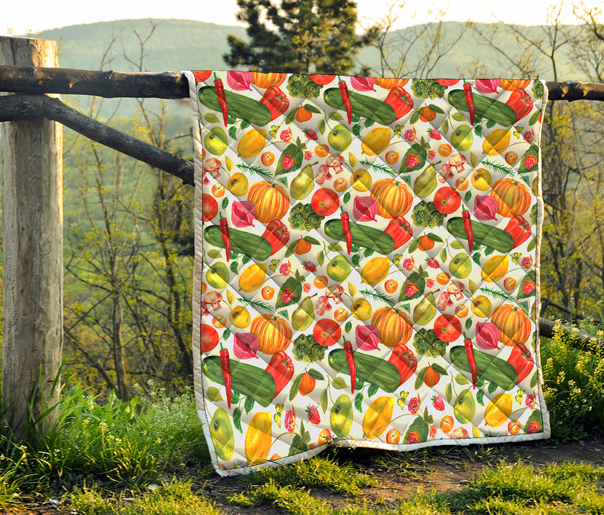 Vegan Fruits And Vegetables Print Quilt