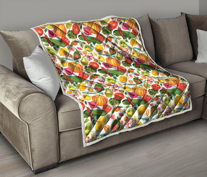 Vegan Fruits And Vegetables Print Quilt