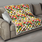 Vegan Fruits And Vegetables Print Quilt