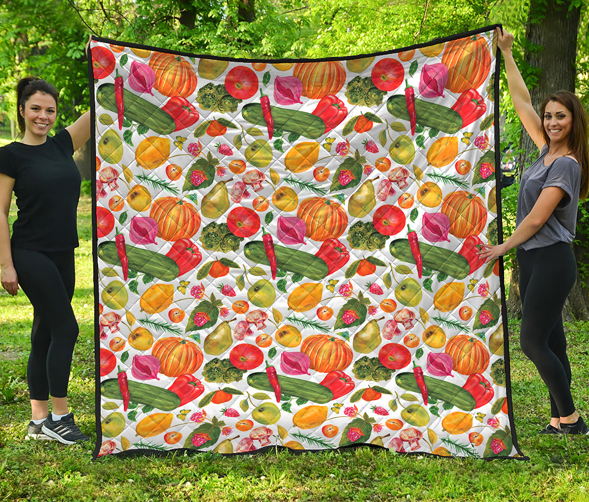Vegan Fruits And Vegetables Print Quilt