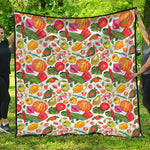 Vegan Fruits And Vegetables Print Quilt