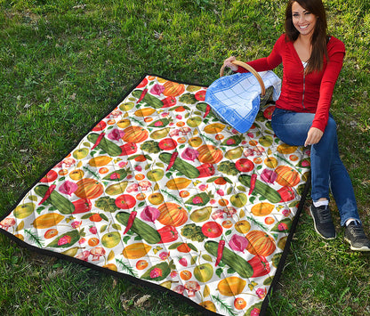 Vegan Fruits And Vegetables Print Quilt