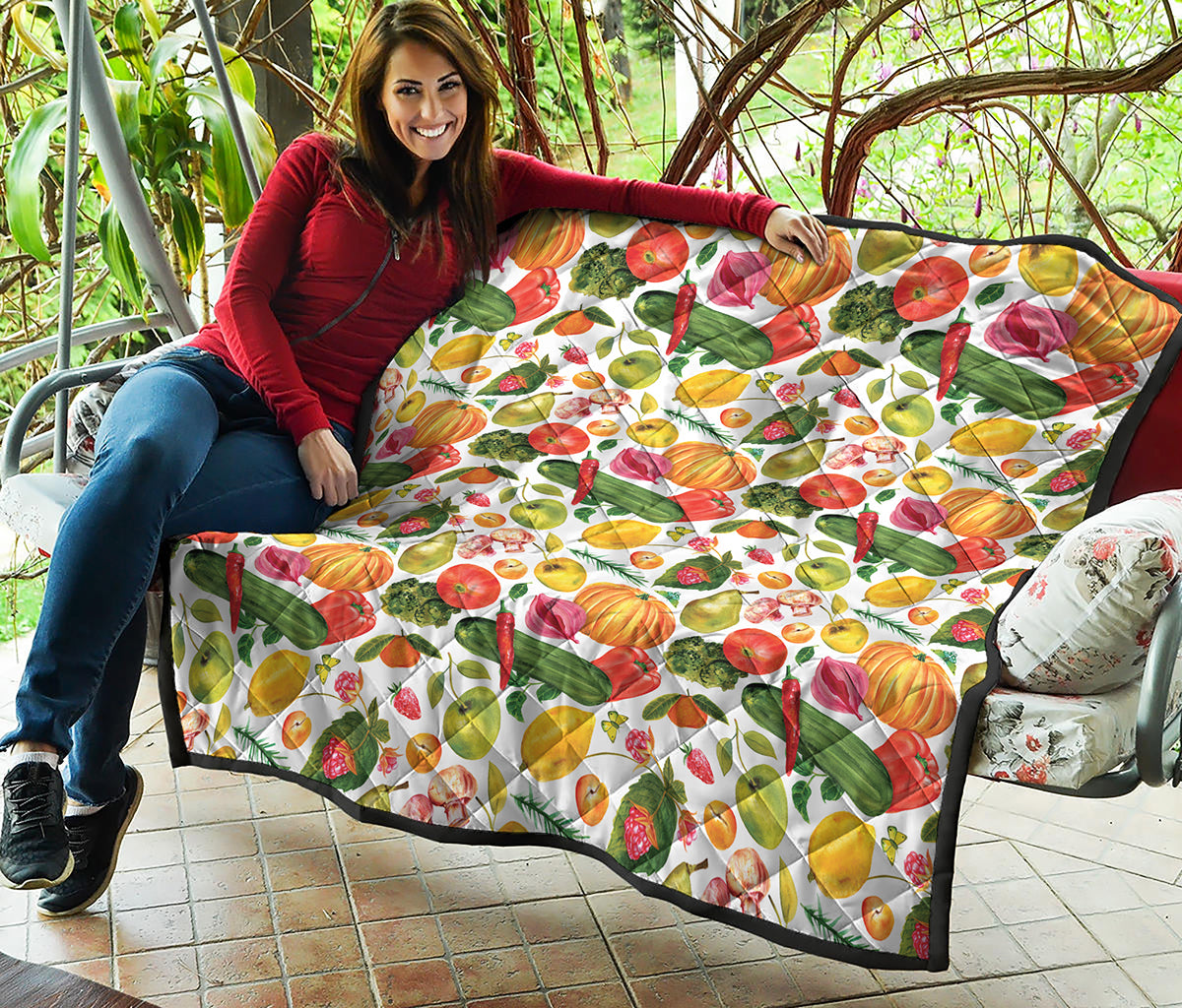 Vegan Fruits And Vegetables Print Quilt