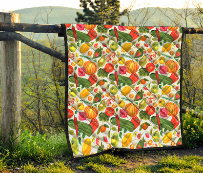 Vegan Fruits And Vegetables Print Quilt