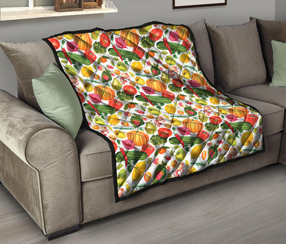 Vegan Fruits And Vegetables Print Quilt