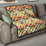 Vegan Fruits And Vegetables Print Quilt