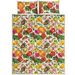 Vegan Fruits And Vegetables Print Quilt Bed Set