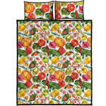 Vegan Fruits And Vegetables Print Quilt Bed Set
